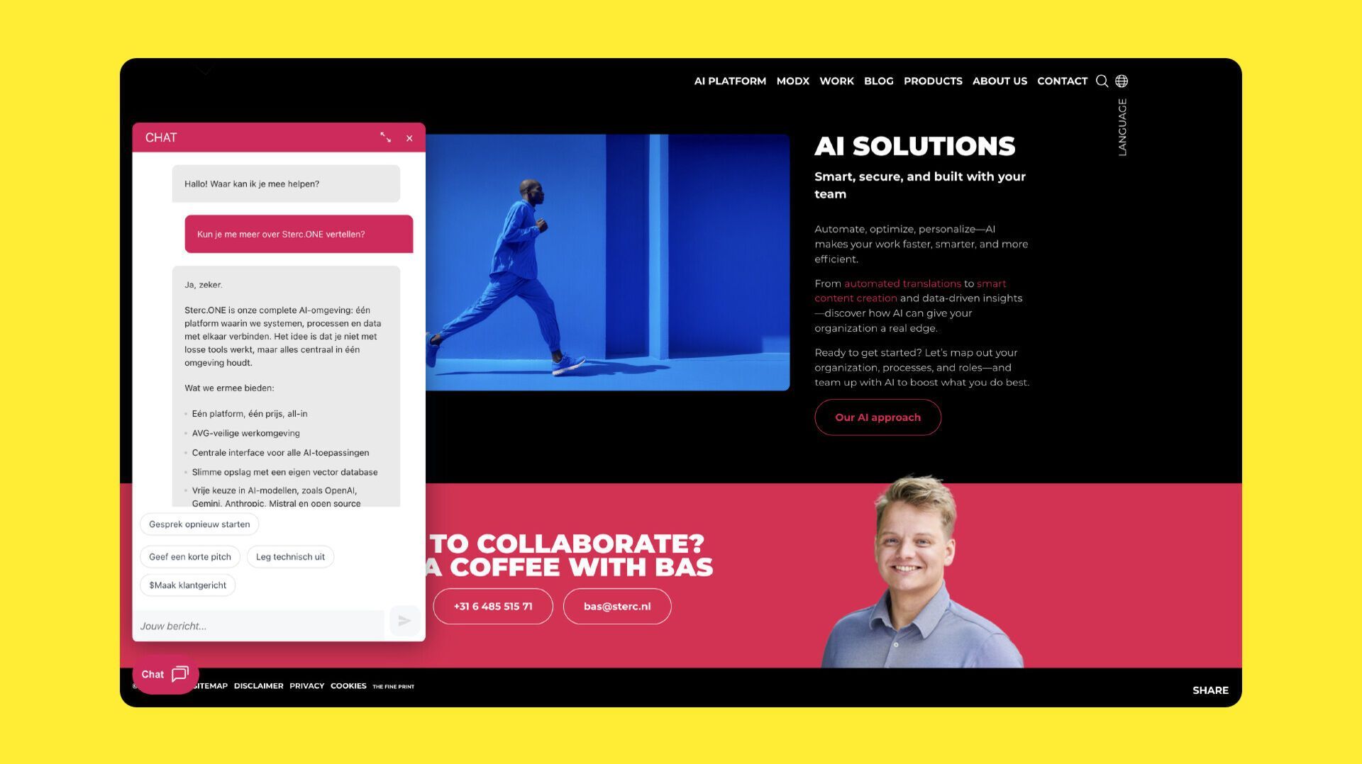 AI-chatbot op Sterc website