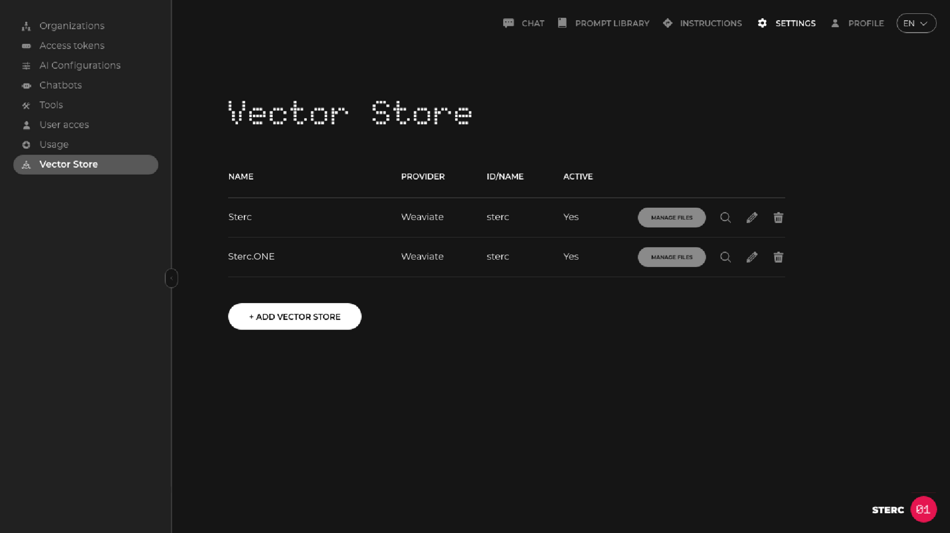 Sterc.ONE vector store