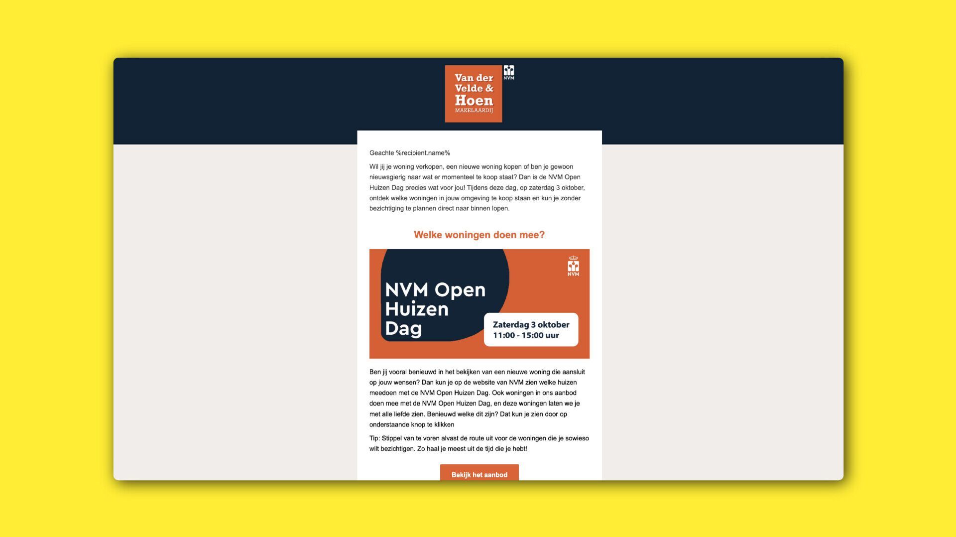 Nieuwsbrief Van der Velde & Hoen door agent Maxim