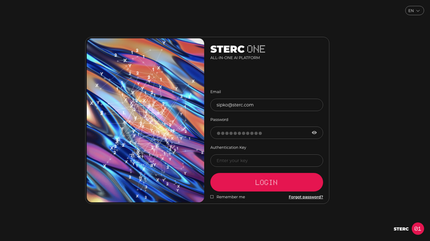 Login scherm Sterc.ONE